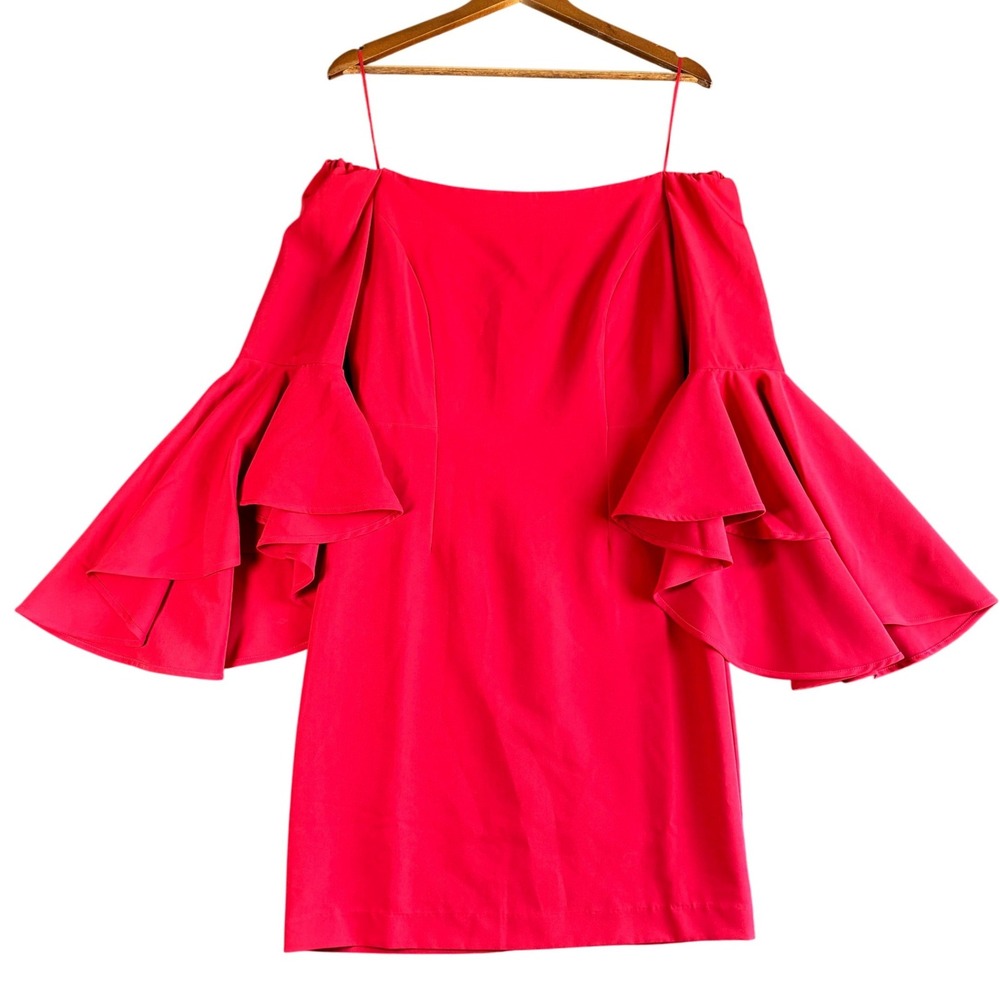 K. Jordan‎ Red Off-the-Shoulder Tiered Bell Sleeve Sheath Dress Size 6